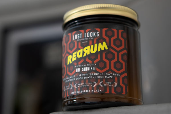 Last Looks Grooming Movie Scented Candles Redrum Inspired By The Shining Kubrick Horror Film Candles That Smell Like Movies
