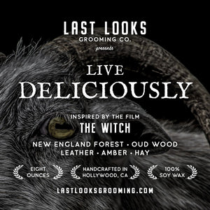 Last Looks Grooming Movie Themed Candle Live Deliciously Inspired By The Witch A24 The VVitch Robert Eggers Anya Taylor Joy Candles That Smell Like Movies