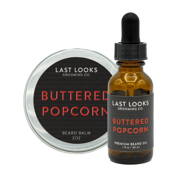 Last Looks Grooming Buttered Popcorn Beard Oil and Beard Balm Bundle