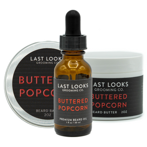 Last Looks Grooming Buttered Popcorn Beard Oil Beard Balm and Beard Butter Bundle