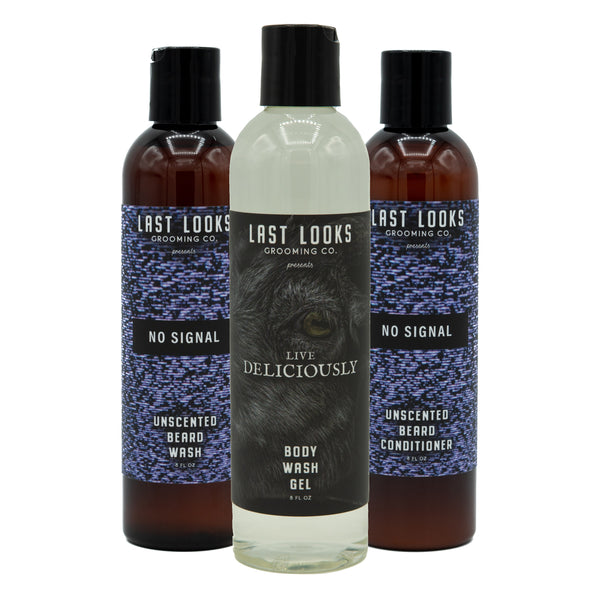 Live Deliciously Body Wash Gel and Beard Wash and Beard Conditioner Pack